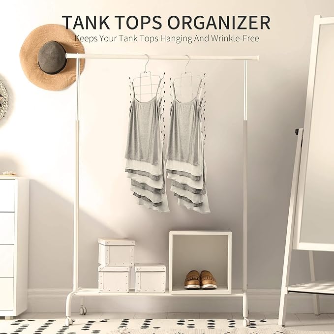 2 Pack Tank Top Hanger, Bra Organizer for Closet, Hanging Space Saving Sport Bra Lingerie Holder Closet Organizers and Storage, College Apartment Essentials, Silver