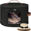 Lifewit Round Cowboy Hat Box for 7 Caps, Large Felt Hat Organizer Bag for Men & Women Storage, Baseball Cap Container with Dustproof Lid for Travel, Foldable 16.5" D x 10.6" H Carrier, Black