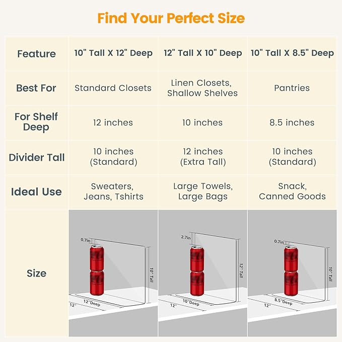 OKPOW Acrylic Shelf Dividers for Closet Organization: 12 Pack Tall Durable Clear Shelves Separators for Clothing Adjustable