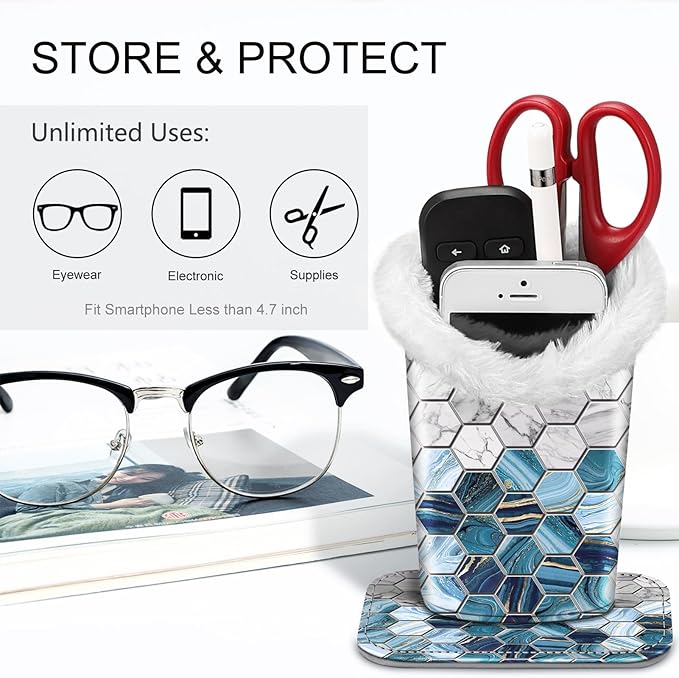 Fintie Plush Lined Eyeglasses Holder, Glasses Stand Case, Anti-scratch Glasses Storage Organizer for Desk, Nightstand, Office