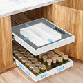 Insputer Pull Out Cabinet Organizer Expandable (12.4"-20.08") W & (16.26"-22.44") D, Slide Out Drawers for Kitchen, Pantry with 2Pcs Magnetic Panel, 3 Slide Rails, No Drill Adhesive Roll Out Shelf