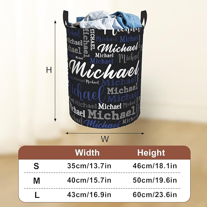 Custom Name Laundry Hamper, Personalized Laundry Baskets with Name for Boys Girls Women Men, Customized Collapsible Dirty Clothes Hamper Easy Storage Gifts for Bedroom Bathroom Living Room