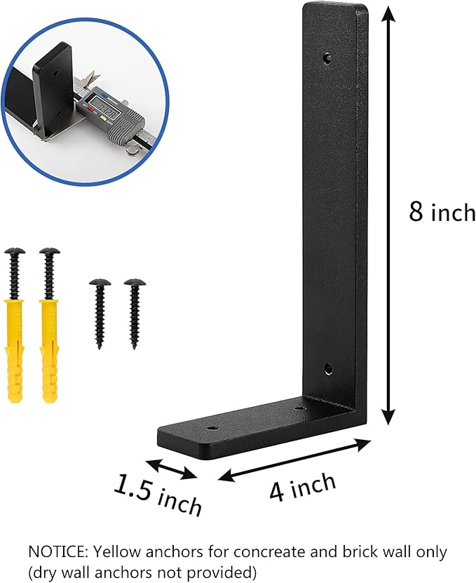 8"x 4"Shelf Brackets, die-cast Formation, Vertical Angle, Premium Alloy Metal Heavy Duty Shelf Bracket, high Strength Mounting Hardware Included, Corner Brace Joint,Pack of 4 ,8 INCH x4 INCH(No Beam)