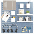 Peg Board Combination Kit, 4 Pegboards with 20 Accessories, Pegboard Wall Organizer for Office, Nursery & Home Storage, Key Holder, 25.6"x25.6" – Nail-Free Installation（Blue）