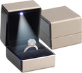 Novel Box Square Shaped Gold Ring Box With LED Light 2.25X2X2.5 Inches - Jewelry Ring Case Best for Jewelry Displays - Gift Boxes for Mother's Day, Engagement, Anniversary & more Happy Occasions