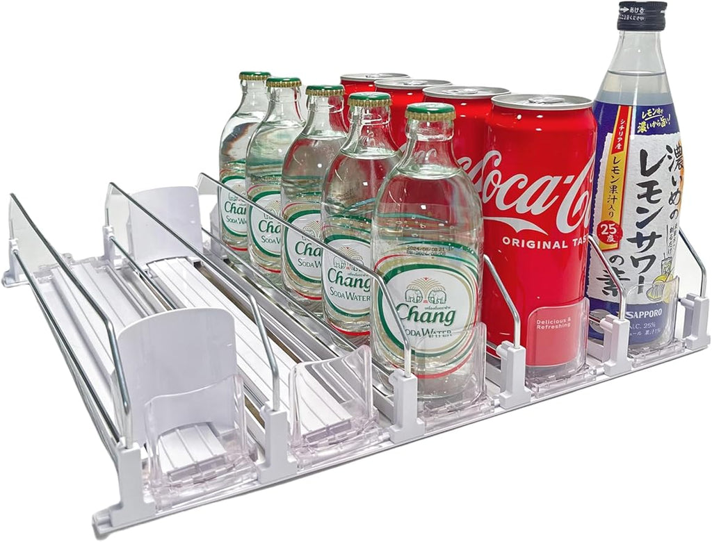 Drink Organizer for Fridge Soda Can Holders Dispenser for Refrigerator Automatic Pusher Glide 6-20oz Beverage Storage 15''D x12.8''W 5 Rows