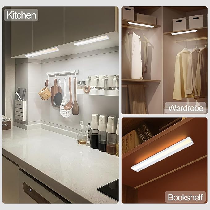 Ansen 3Packs of Under Cabinet Lights for Kitchen, 48in 26W 1720LM, Dimmable Hardwire Led Light for Closet, CRI>92, R9>90, 3 Color Temperature, 3000K/4000K/5000K(Warm White, Cool White, Daylight)