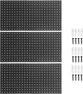 3Pcs Metal Pegboard Panels, 24x12inch Steel Black Pegboards Wall Organizer, 130lbs Heavy Duty Peg Board for Walls Home, Garage Tool Storage, Office Organization