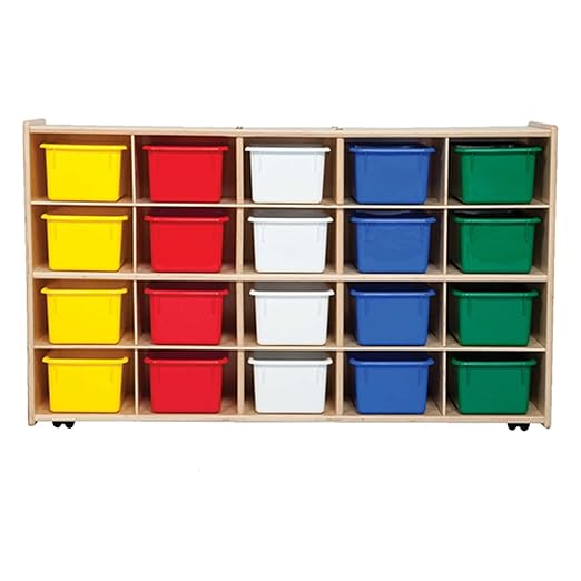 Contender C14503F-C5 20 Tray Storage – Wooden Classroom Organizer with Assorted Trays and Casters, Assembled