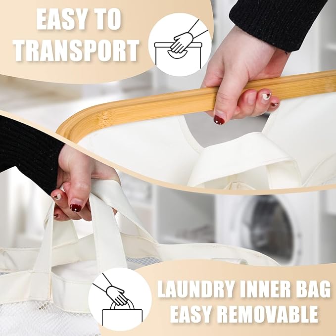 Hampers for Laundry Basket with Lid, 160L Extra Large Laundry Hamper 3 Section Dirty Clothes Hampers for Laundry Divided Laundry Basket Organizer for Bedroom,Laundry Room, Dirty Clothing Hamper, Beige