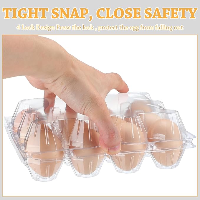 Tanlade 100 Pcs Plastic Egg Carton, 12 Grids Clear Chicken Egg Tray Disposable Plastic Holder Empty Container for Farm Refrigerator Fresh Storage(7.5 x 5.7 x 2.5 Inch)