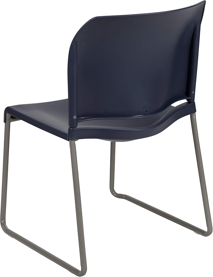 Flash Furniture Hercules Series Contoured Stacking Chairs for Waiting Rooms and Offices, Ergonomic Lobby Chairs with Curved Back, Set of 5, Navy