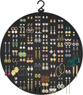Earring Organizer, Hanging Earring Holder Holds Up to 128 Pairs, Stud Earring Organizer Storage, Round Earring Display Earring Holder Organizer for Women Girls-Black A