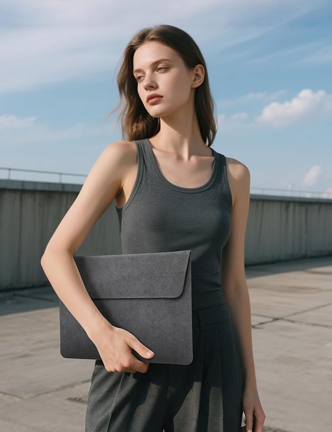 HYZUO 15-16 Inch Laptop Sleeve Bag with Adjustable Stand Feature for MacBook Pro 16 M4/M3/M2/M1 2025-2019, XPS 15, MacBook Pro 15 2015-2012, Case with Pouch, Space Gray