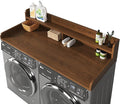 2-Tier Washer and Dryer Countertop with 2.75" H Guard,58" W x 28" D Laundry Countertop Cover with Non-Slip Pad,Large Space Laundry Topper for Folding Clothes Over Washer and Dryer-Brown