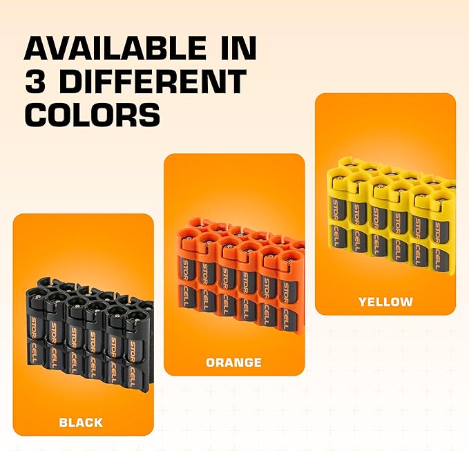 Storacell AAA-12 Battery Storage Caddy and Dispenser (Pack of 2), Orange, Holds 12 AAA Batteries (Not Included), Durable & Compact Design, The Original Battery Caddy, Made in The USA