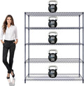 60"x18"x72" Prime Heavy Duty Black 5-Tier Wire Shelving NSF 4000 LBS MAX Capacity Storage Rack for Commercial, Hospital, School, Garage, and Kitchen Uses (with Wheels)