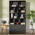 71" Tall Bookshelf with 10 Cubes and 3 Doors, 4-Tier Bookshelf, Open Shelf Bookcase with Cabinet, Modern Cube Storage Organizer for Living Room, and Office, Black