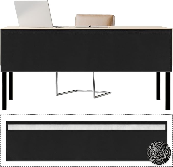 60" Under Desk Privacy Panel with Cable Management Organizer Sleeve Self-Adhesive Modesty Panel for Cord Organizer Pockets and Desk Skirt for Home Office or Standing Workstation