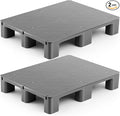 2 Pcs Plastic Pallet for Basement Storage Easy Stack Lightweight Floor Pallet Display Flooring Room Supermarket Christmas, Support up to 2000 Lbs (31.5'' L X 24'' W X 4.7'' H,Grey)