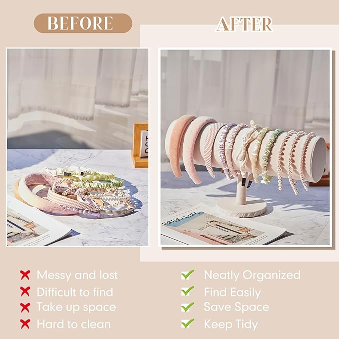 Wenqik Extra Long T Bar Headband Holder Organizer Velvet Headband Rack Storage Hairband Organizer for Hairband Earring Display Stand Women Girl