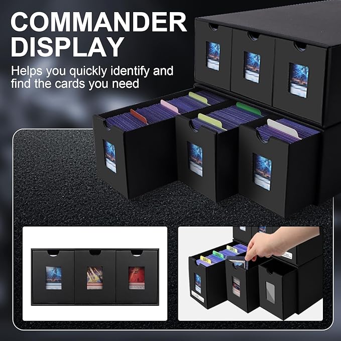 10800+ Card Storage Box, 2000+ Toploader Storage Box for Commander Display,with 72 Dividers, Labels & Tapes,Fit for TCG, PTCG, MTG