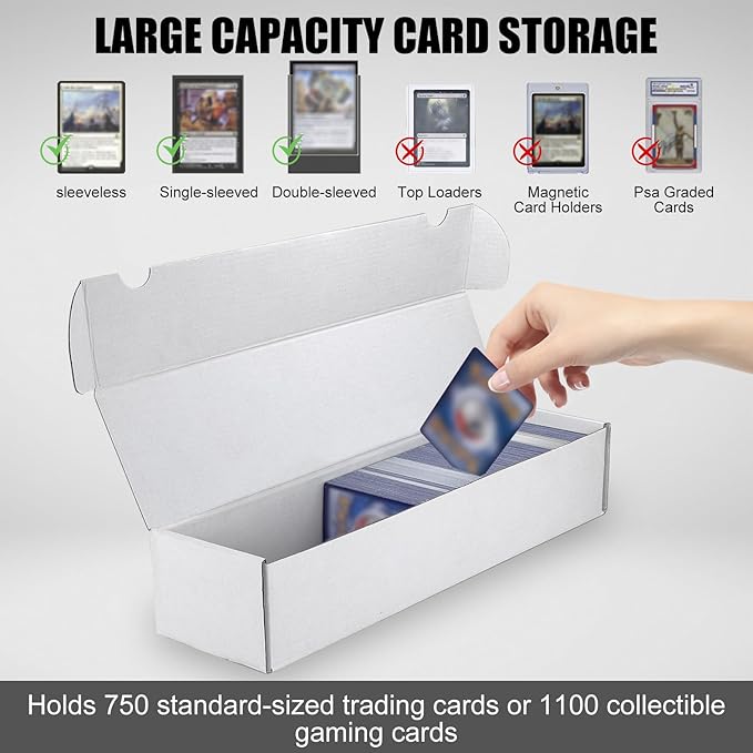 Trading Card Storage Box, 3-Pack 1100 Count White Corrugated Cardboard Bulk Sports Storage Box for TCG/Magic/Mtg Basketball Cards, Collectible Trading Cards