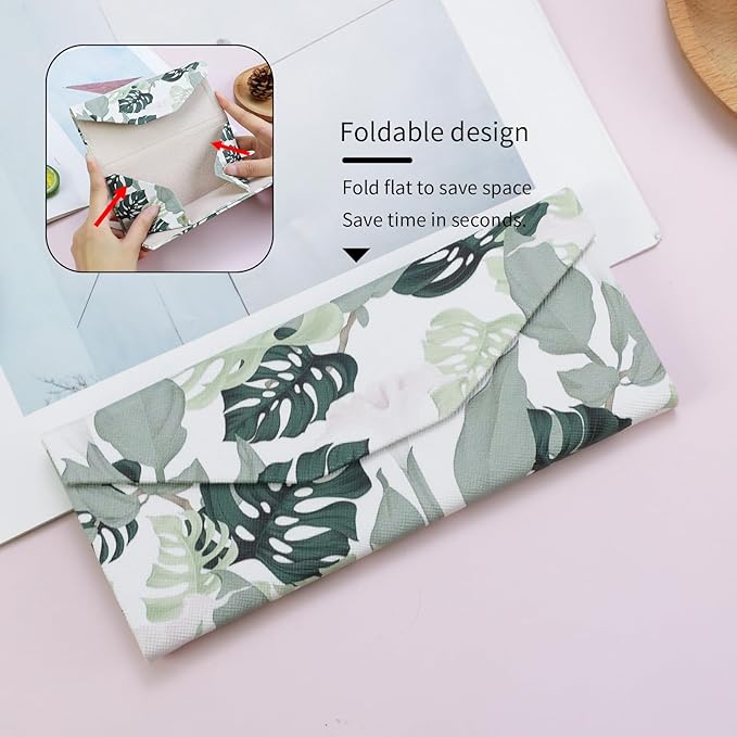 Foldable Glasses Case, Magnetic PU Leahter Sunglasses Case, Cute Hard Shell Folding Eyeglass Cases for Women Kids
