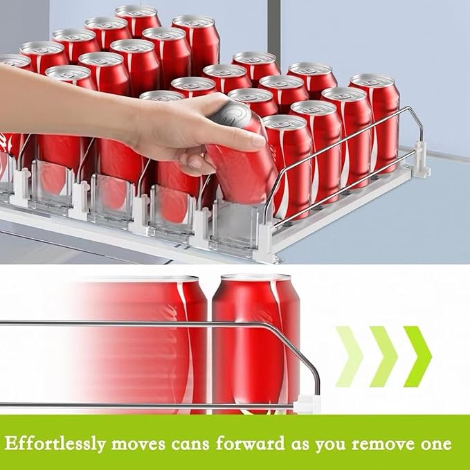 Drink Organizer for Fridge,Self Pushing Fridge Drink Organizer,Automatic Drink Dispenser for Fridge-Holds up to 30 Cans