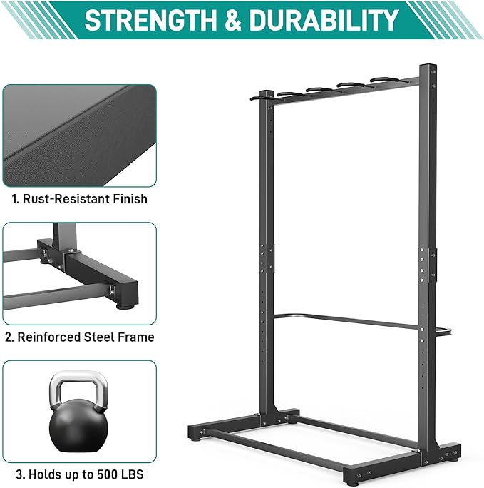 EVERHANGER Freestanding Bike Rack, Vertical Bike Rack Stand for Garage, Bicycle Storage Organizer, Holds Up to 5 Bikes