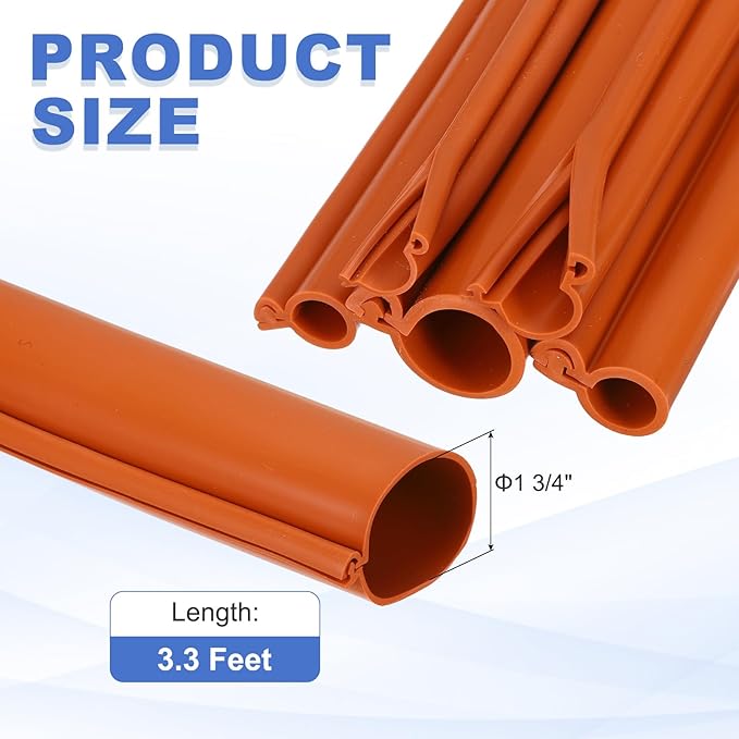 MECCANIXITY 3.3ft Cable Management Sleeve, 1 3/4 Inch, ID Flexible Cord Wires Hider Cover Insulation Snap-fit Protector for Substation, High-Voltage Electrical Networks, Red