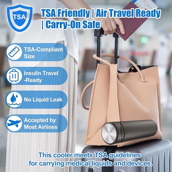 Insulin Travel Cooler Case for Diabetic Medications – TSA Approved Travel Cooler for 2-3 Pens – Reusable Medication Cooler for Travel (Black)