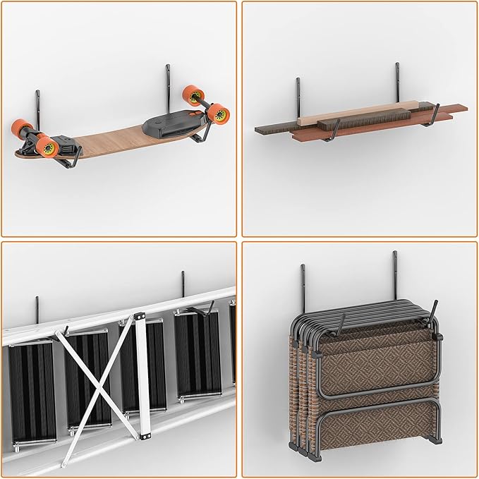 WALMANN Lightweight Kayak Storage Rack, Wall Mount Kayak Hooks for Garage Utility Storage Hangers for Canoe, Surfboard, Skiis, Snowboard, Paddle Board, Ladders