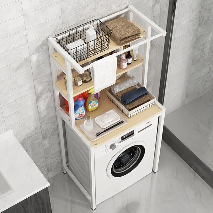 Gdrasuya10 Over The Washer and Dryer Storage Shelves for Laundry Organization, 3 Tier Washing Machine Storage Utility Rack Freestanding Laundry Storage Shelf Organizer Space Save (White)