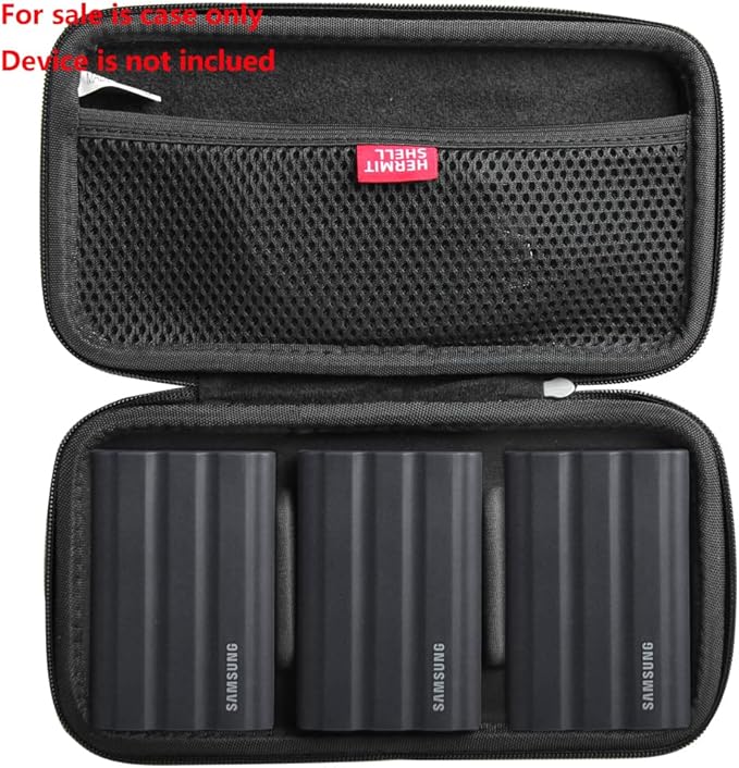 Hermitshell Hard Travel Case for Samsung T7 Shield 2TB / 1TB / 4TB, Portable SSD, USB 3.2 Gen2 External Solid State Drive (Black, Case for 3 Hard Drives)