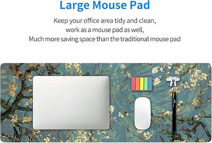 Almond Blossoms Large Mouse Pad,Gaming Keyboard Desk Pad,Extended Mouse Mat Non-Slip Rubber Base with Stitched Edges for Office Game Home XL 31.5"x11.8"