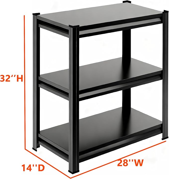 3-Tier End Table, Sofa Side Table for Small Space with Storage Shelf, Couch Table & Nightstand for Living Room, Bedroom, Office,32''H×28''W×14''D