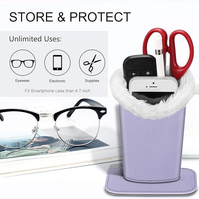 Fintie Plush Lined Eyeglasses Holder, Glasses Stand Case, Anti-scratch Glasses Storage Organizer for Desk, Nightstand, Office