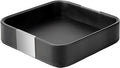 SANZIE Luxury Leather Desktop Storage Small Catchall Organizer Decorative Tray for Entryway Table to Hold Jewelry Watch Cosmetics Keys Phone Wallet, Home & Office Accessories (Metal Silvered, Black)