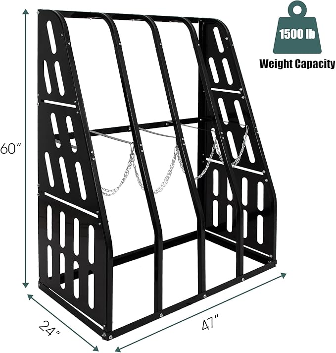 Vertical Bar Rack 1500 LB Capacity, 4 Bays Storage Rack 47" W x 24" D x 60" H, Long Parts Metal Rack, Lumber Conduit Pipe Storage Rack for Garage Storage, Black