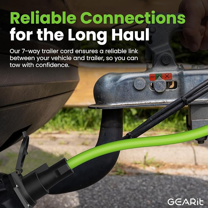 GEARit 7-Way Trailer Extension Cord (4 Feet) 7-Pin Trailer Plug Inline Cord Wire Harness Cable Double Prongs Connector for Gooseneck Hitch, Truck, Camper, RV - 4ft