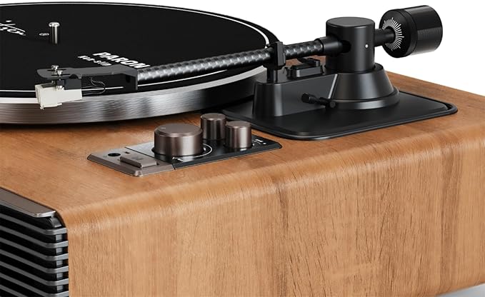 Paron Record Player Vintage Turntable for Vinyl Records with Built-in Speakers Bluetooth Retro Phonograph Wood Walnut