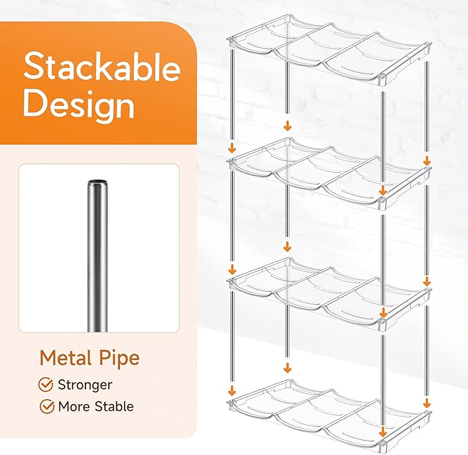 Water Bottle Organizer for Stanley 40 oz Tumbler, Stackable Water Bottle Holder for Kitchen Fridge Cabinet Organization and Storage, Plastic Wine Rack/Drink Bottle Holder (4 Pack - Hold 12)