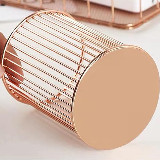 Metal Pen Holder Cup for Desk Makeup Brushes Pencil Holders Home Office Organizer Rose Gold
