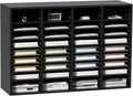 VEVOR Wood Literature Organizer, 36 Compartments, Mailboxes Slot with Removable Shelves, File Sorter for Office, Home, Classroom, or Mailrooms Organization, Black