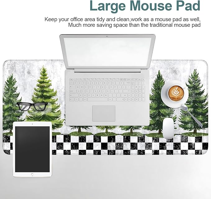 Christmas Tree Gaming Mouse Pad 35.4"x15.7"Desk Mat Anti-Slip Rubber Base & Durable Stitched Edges for Gamers Smooth Mouse Writing Surface for Desk Office/Home
