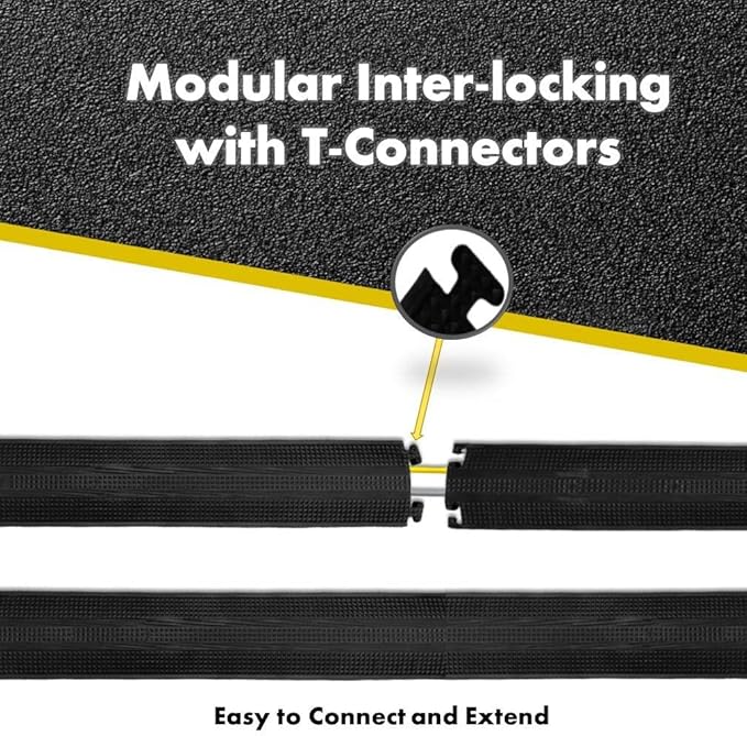 Kable Kontrol Drop Over Floor Cord Cover – 36” Inch Long 1 Channel Cable or Wire Protector – 20 Pcs Bulk Pack - Rubber Ramp for Indoor and Outdoor Use – Black