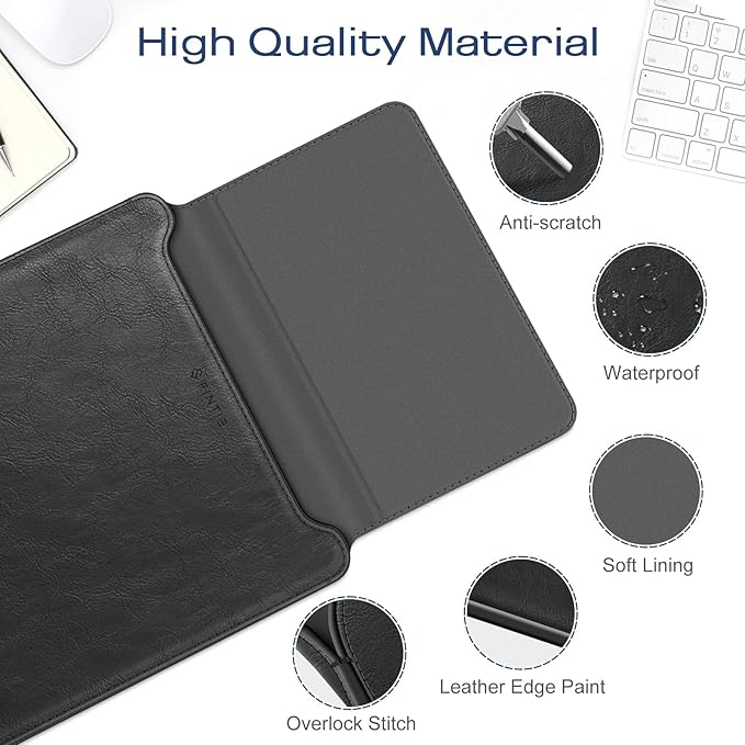 Fintie Sleeve Case for MacBook Air 13.6 A3240 A3113 A2681, Pro 14 A3434 A3401 A3185 A3112 A2992 A2918 A2779 A2442, MacBook Pro/Air 13 - PU Leather Slim Bag Cover with Stand Feature, Black