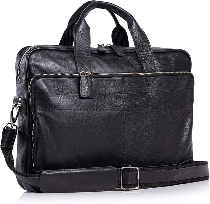 KomalC 16 Inch Leather briefcases Laptop Messenger Bags for Men and Women Best Office Satchel Bag