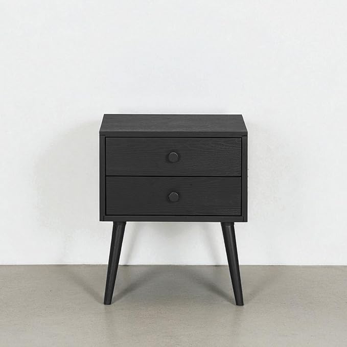 NTC Lux Nightstand with 2 Drawers, Featuring Adaptable Design, 150 lbs Load Capacity, Water-Resistant, Elevate Your Space, Easy Assembly - Burnt Black